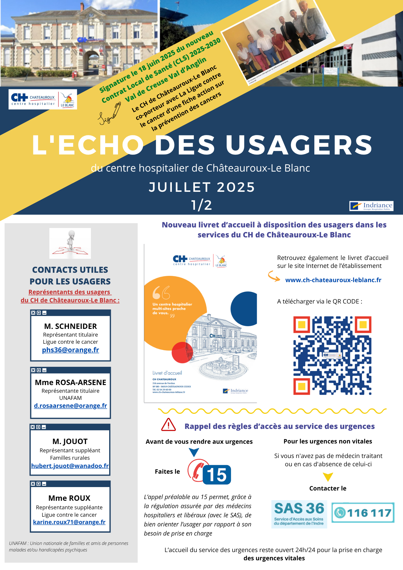 Écho des usagers - Juillet : accès aux urgences & livret d'accueil des usagers disponible en téléchargement
